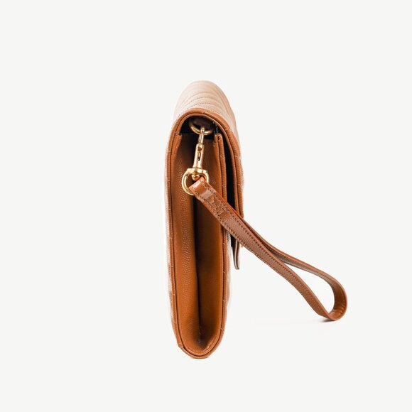 Saint Laurent Dark Natural Grain de Poudre Chevron Matelasse YSL Cassandre Flap - Picture 3 of 13